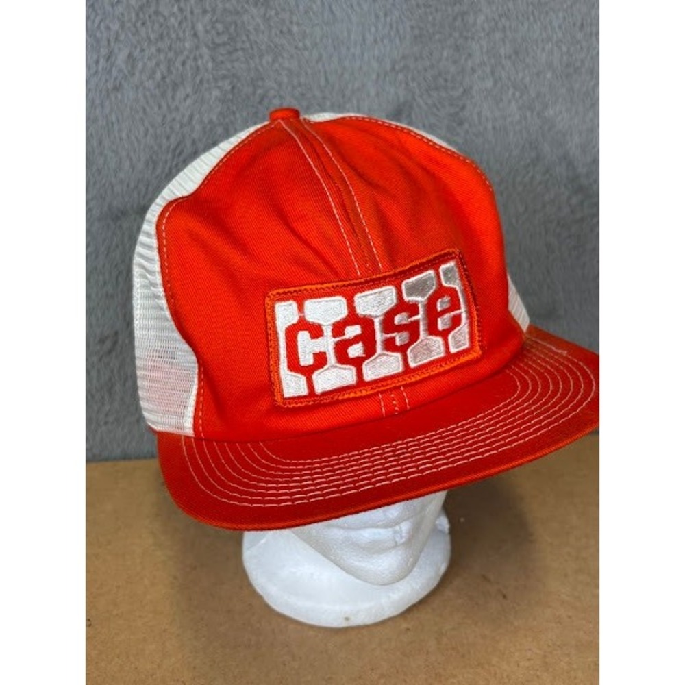 Vintage Case IH K-Brand Trucker Hat‎ Orange White Snapback Made in USA Mesh Cap